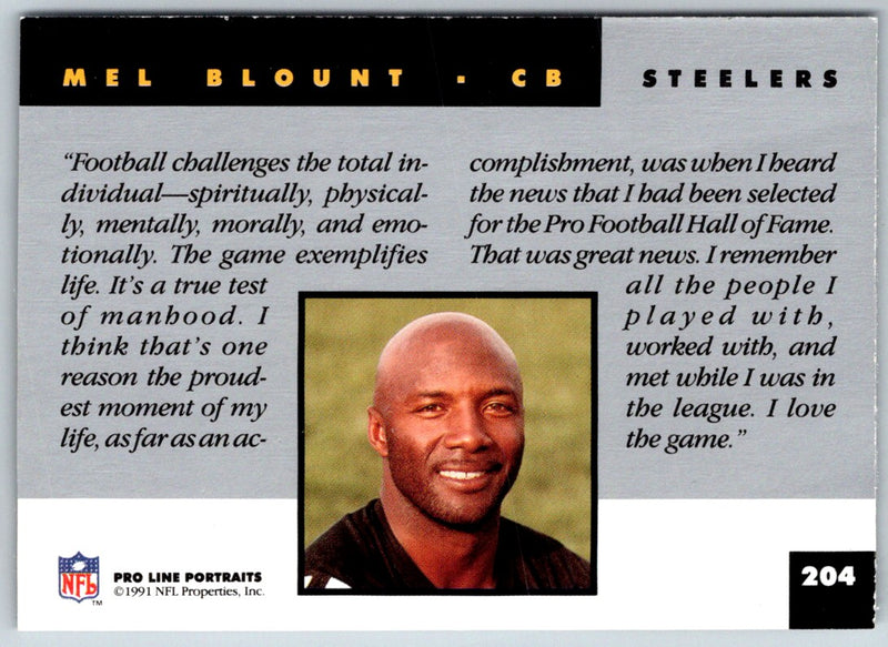 1991 Pro Line Portraits Mel Blount