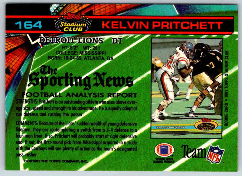 1991 Topps Stadium Club Football Kelvin Pritchett