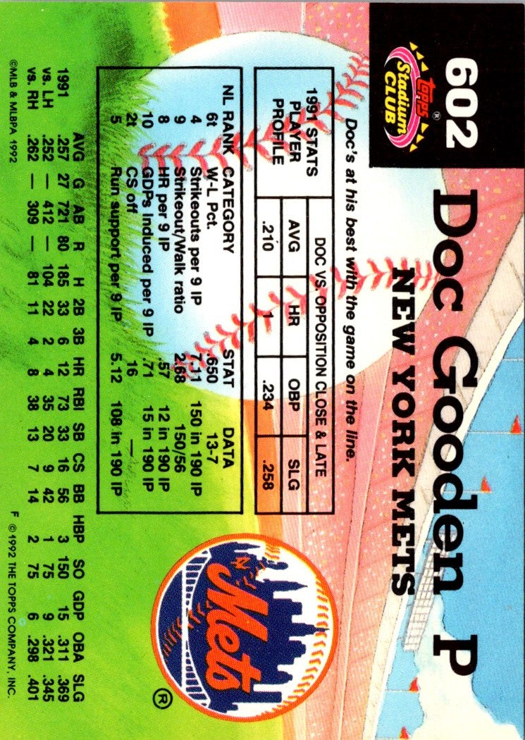 1992 Stadium Club East Coast National Doc Gooden