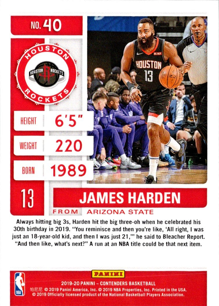 2019 Panini Contenders James Harden