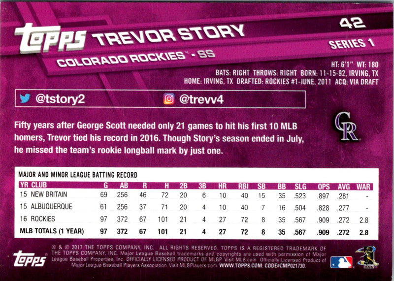 2017 Topps Trevor Story