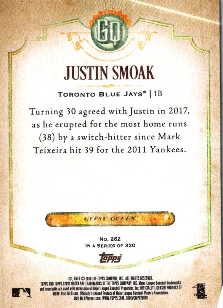 2018 Topps Gypsy Queen Missing Team Name Justin Smoak
