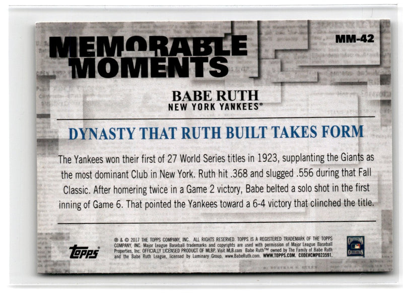 2017 Topps Memorable Moments Babe Ruth