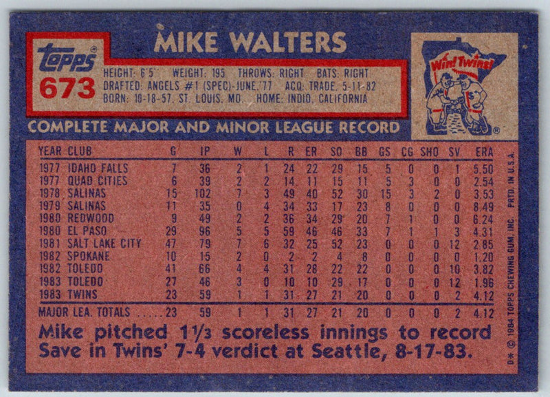 1984 Topps Mike Walters