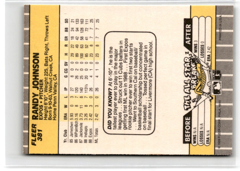 1989 Fleer Randy Johnson