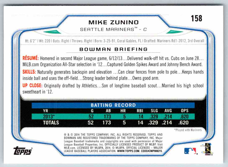 2014 Bowman Mike Zunino