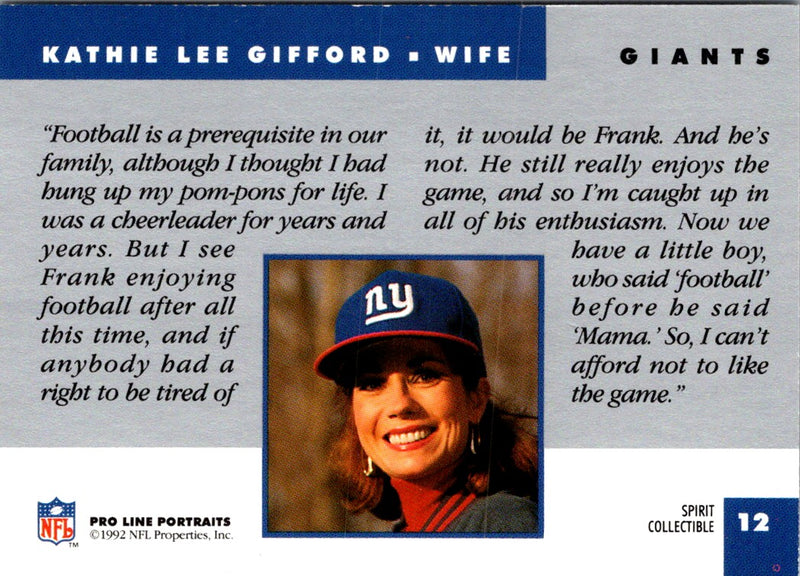 1992 Pro Line Portraits Wives Kathie Lee Gifford