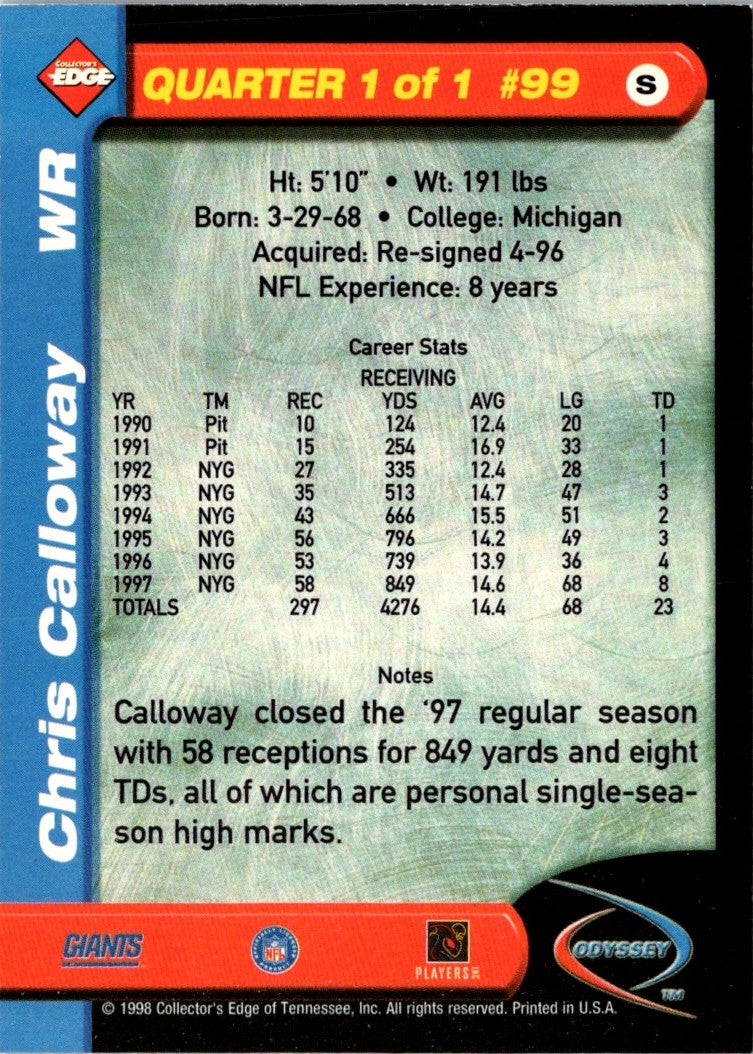 1998 Collector's Edge Odyssey Chris Calloway