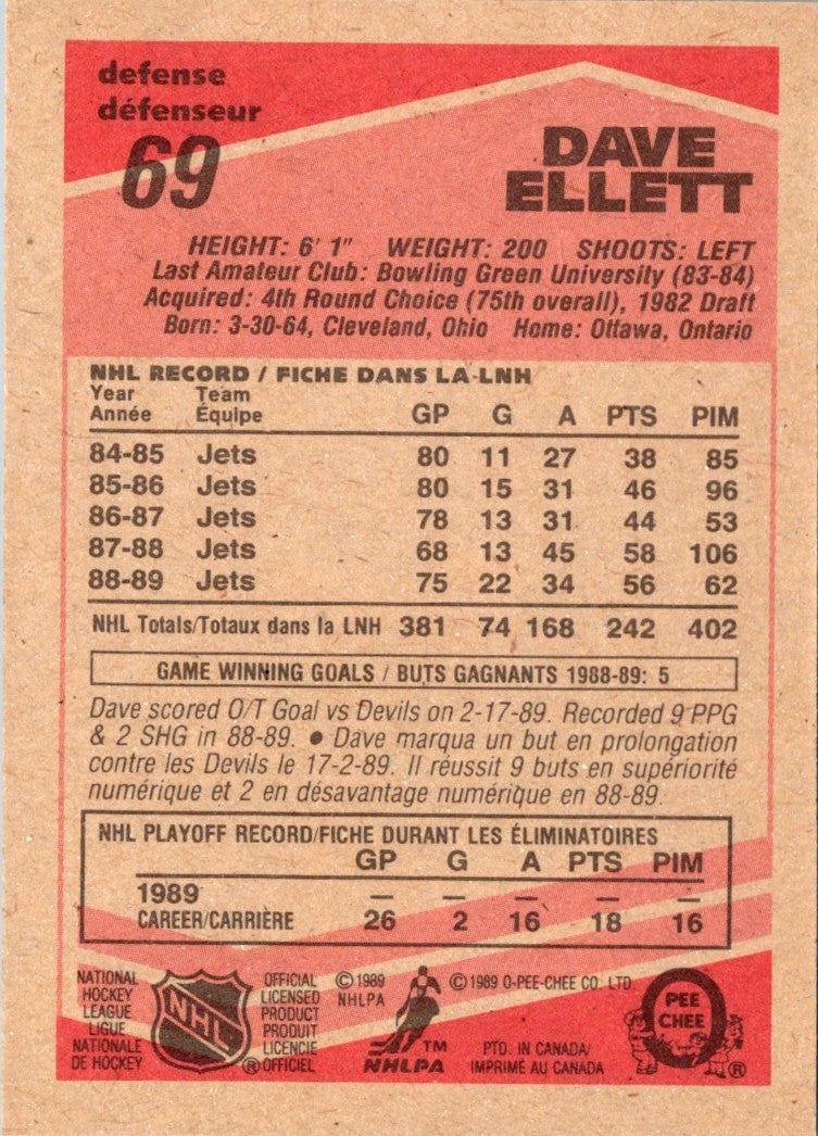 1989 O-Pee-Chee Dave Ellett