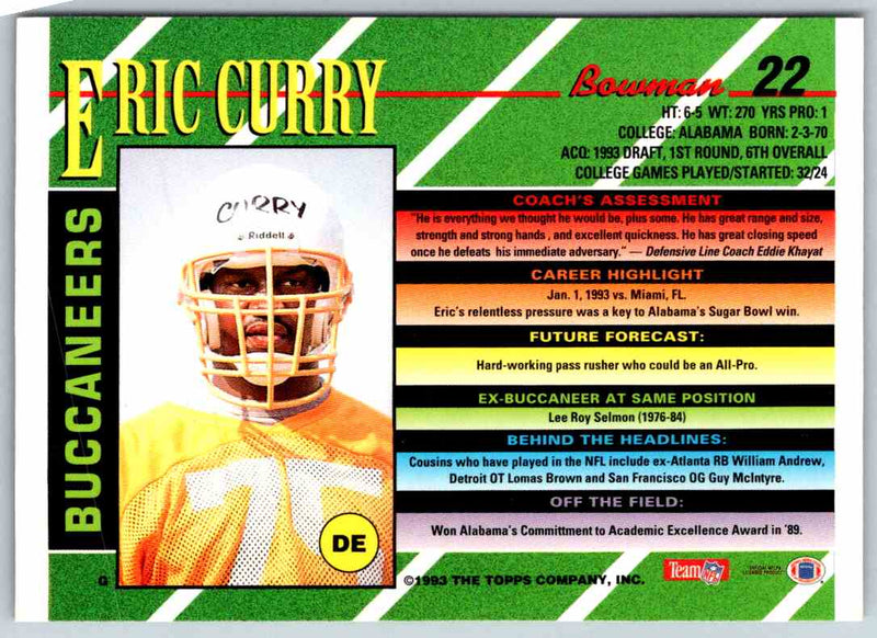 1993 Bowman Football Eric Curry