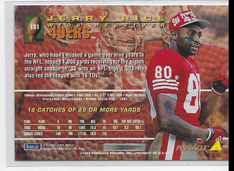 1994 Score Pinnacle Jerry Rice