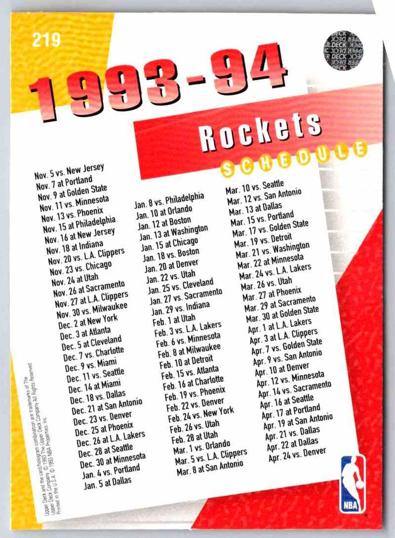 1994 Upper Deck Houston Rockets