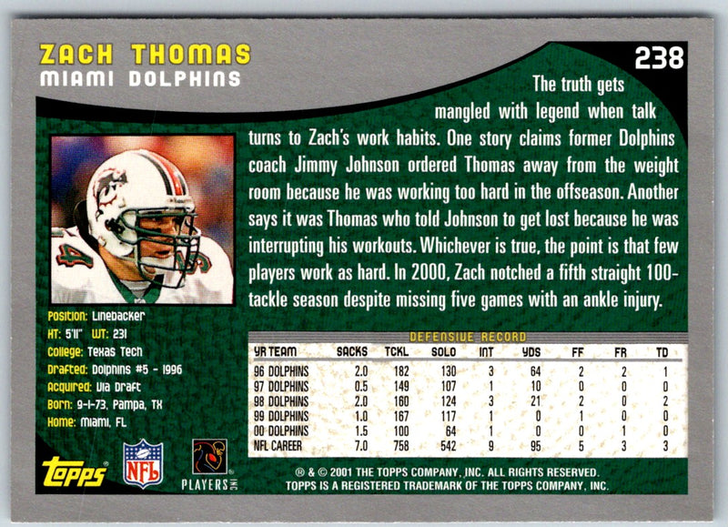 2001 Topps Zach Thomas