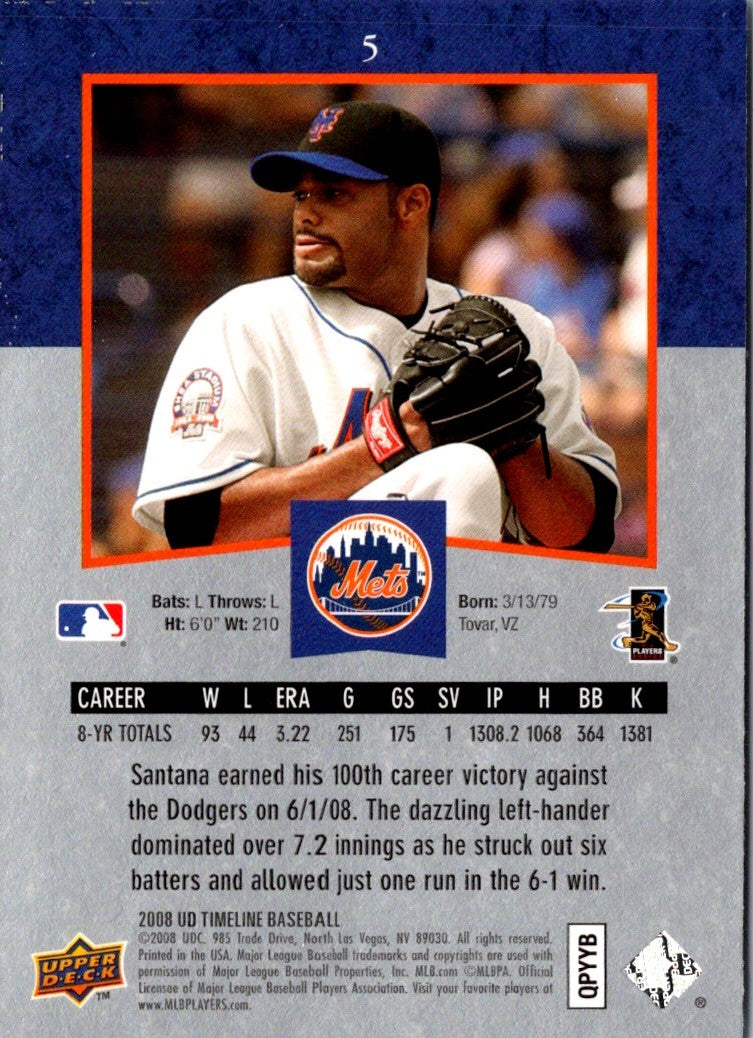 2008 Upper Deck Timeline Johan Santana