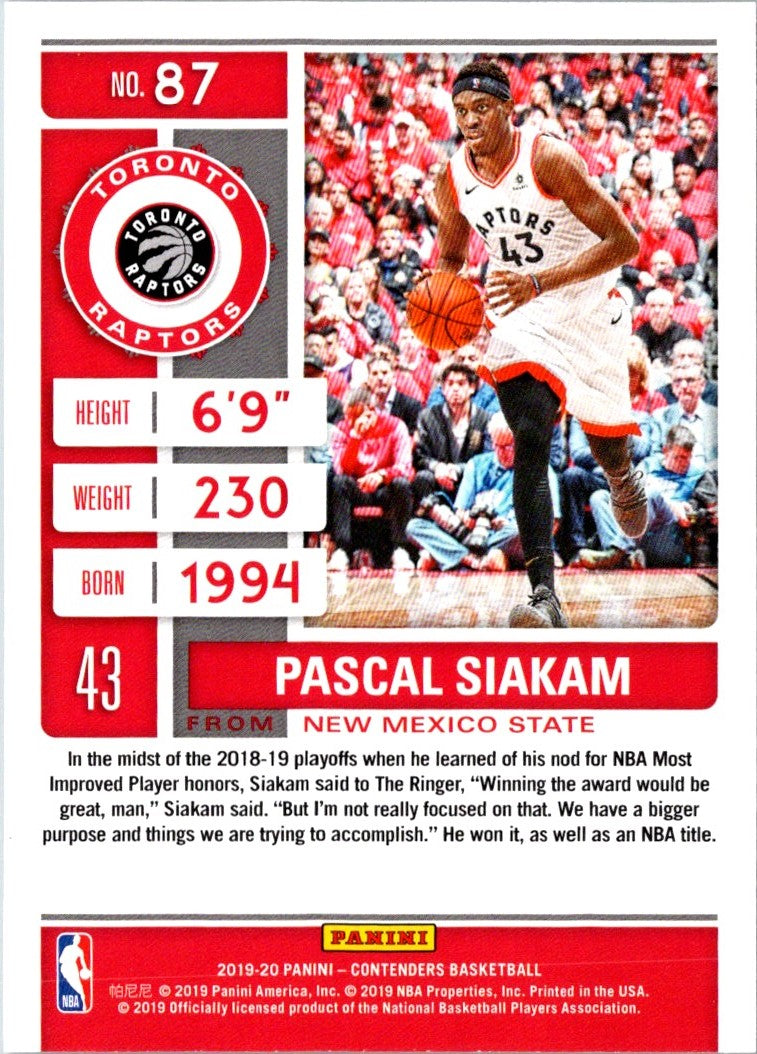 2019 Panini Contenders Pascal Siakam