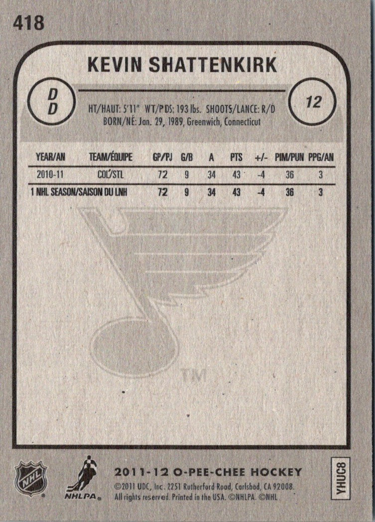 2011 O-Pee-Chee Kevin Shattenkirk