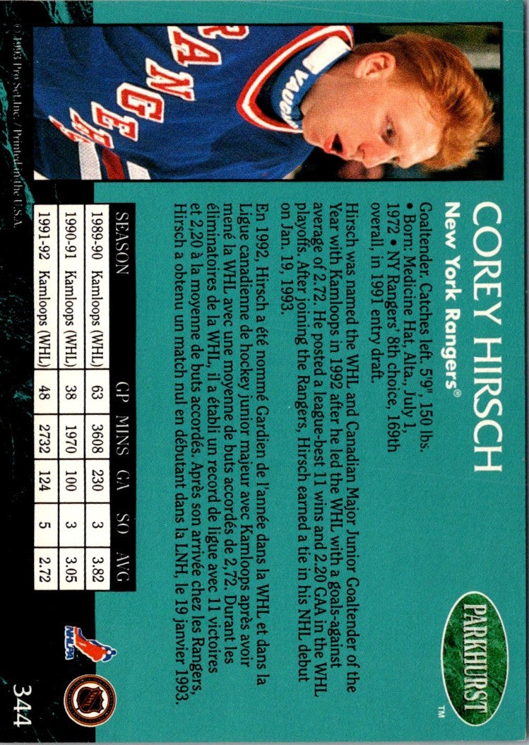 1992 Parkhurst Corey Hirsch