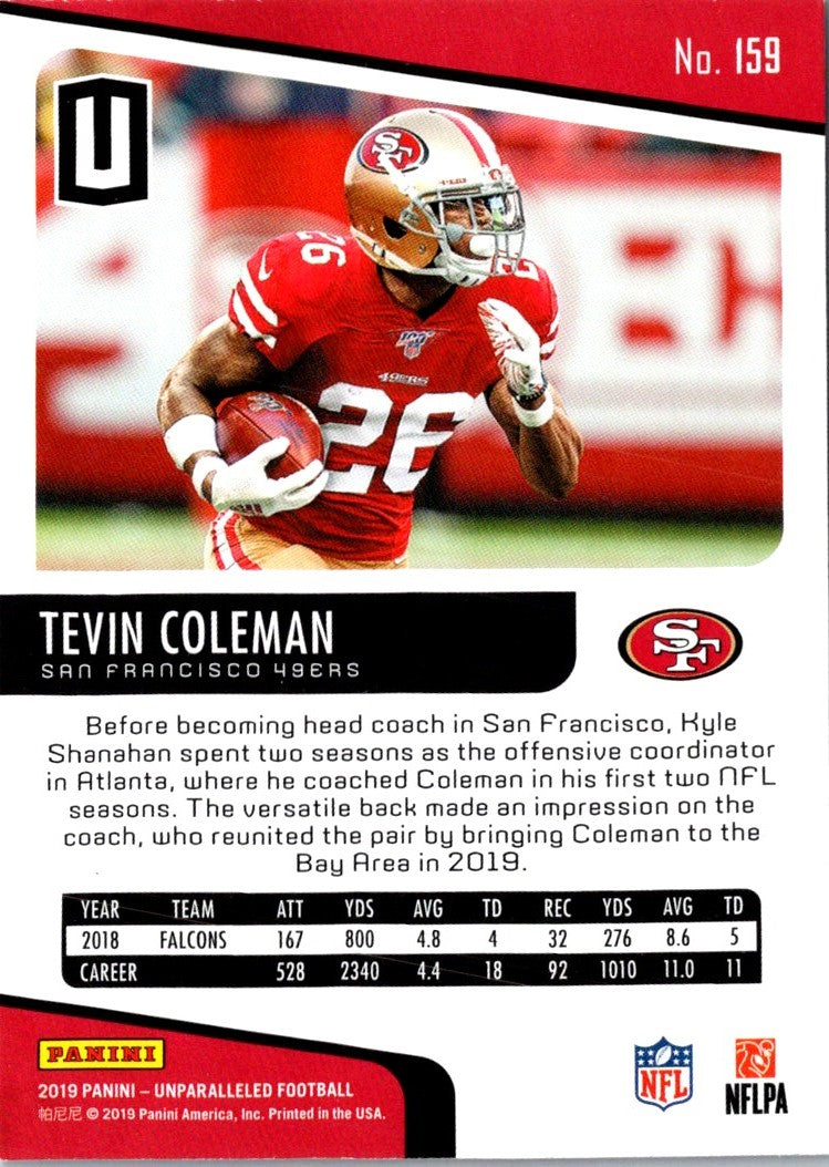 2019 Panini Unparalleled Tevin Coleman