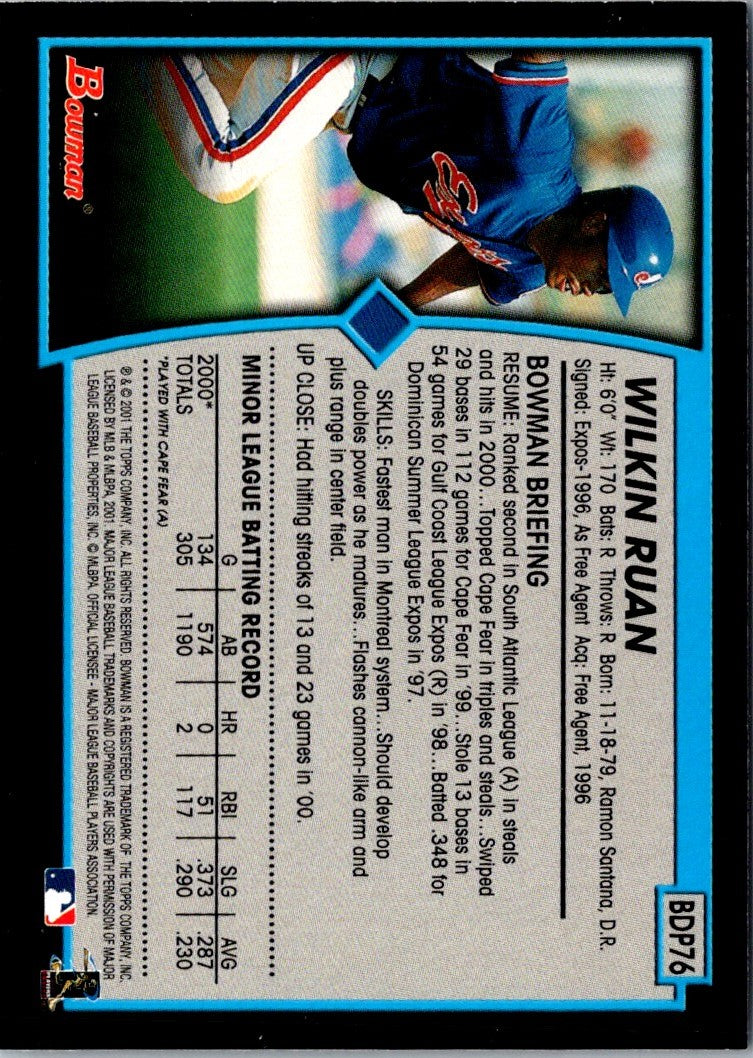 2001 Bowman Draft Picks & Prospects Wilkin Ruan