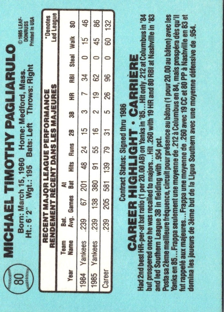 1986 Leaf Mike Pagliarulo