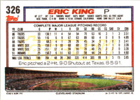 1992 Topps Eric King #326