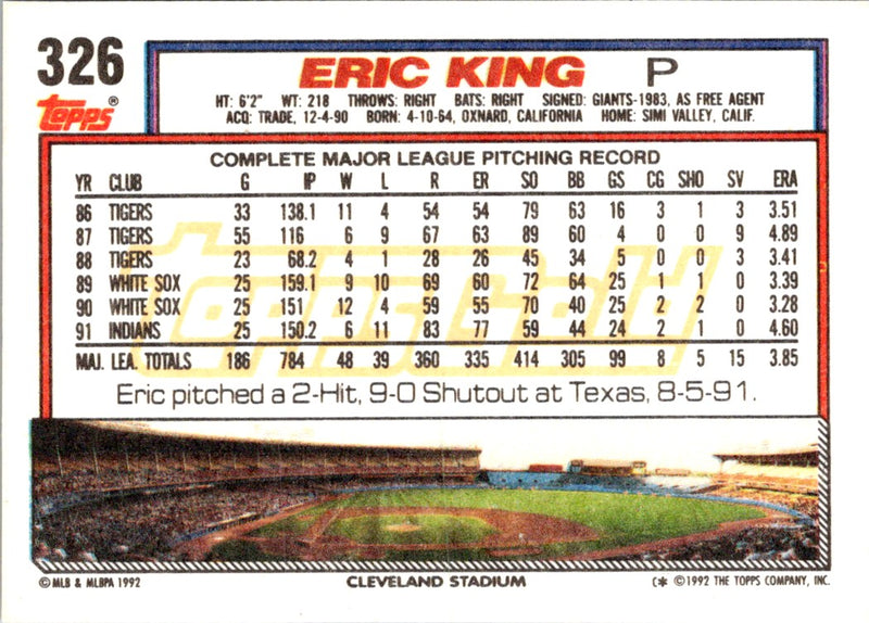 1992 Topps Eric King