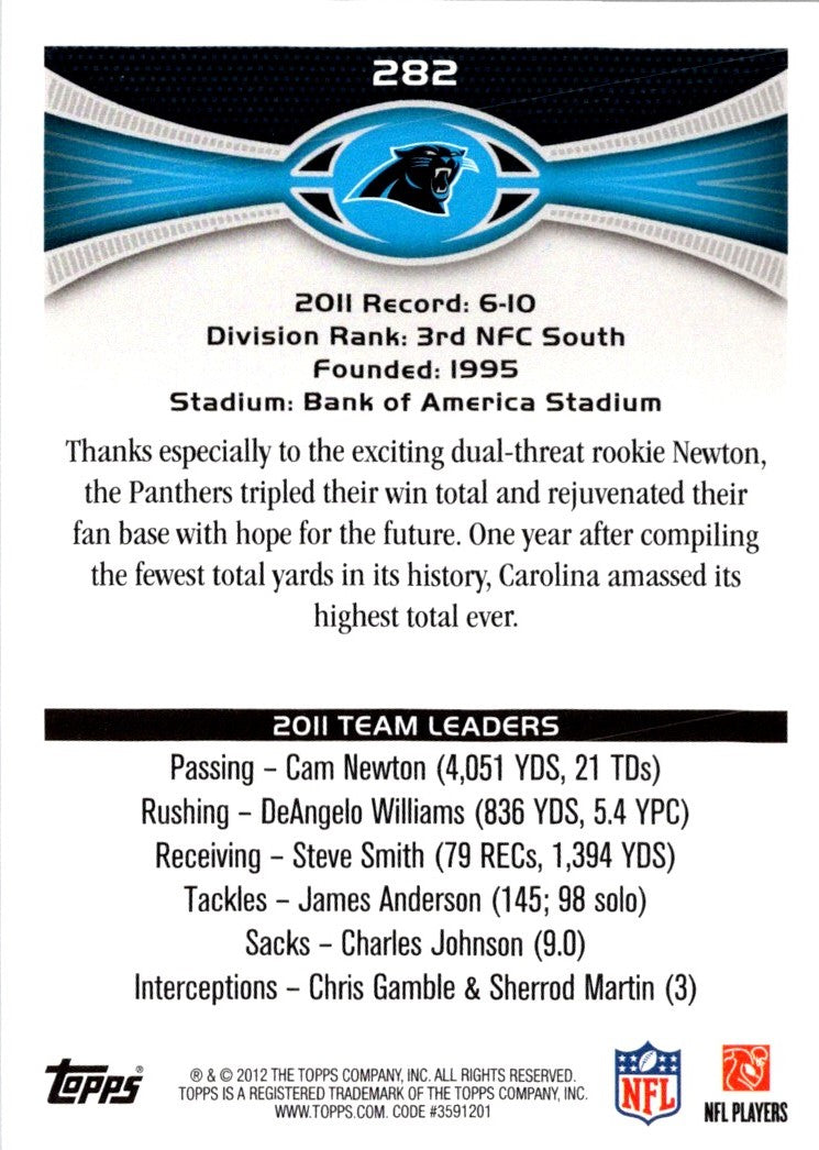 2012 Topps Carolina Panthers: Cam Newton/Jonathan Stewart