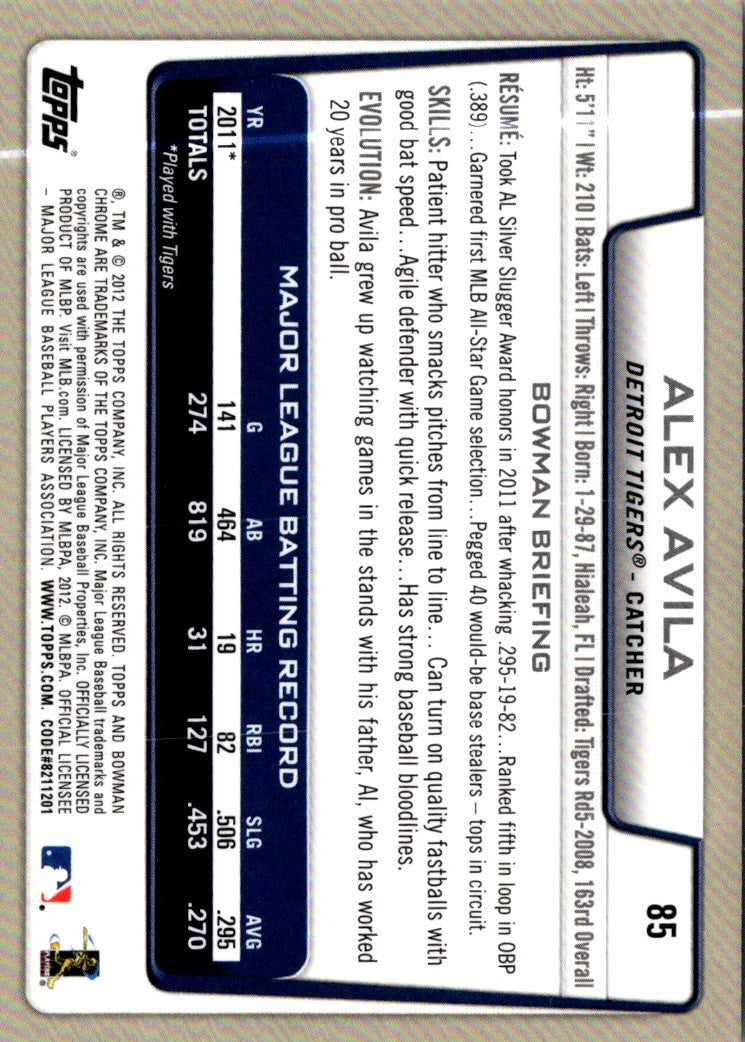 2012 Bowman Chrome Alex Avila