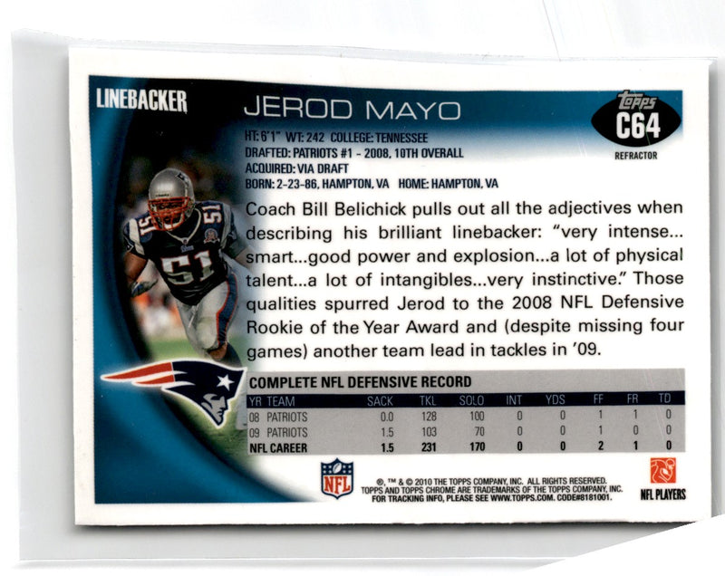 2010 Topps Chrome Jerod Mayo