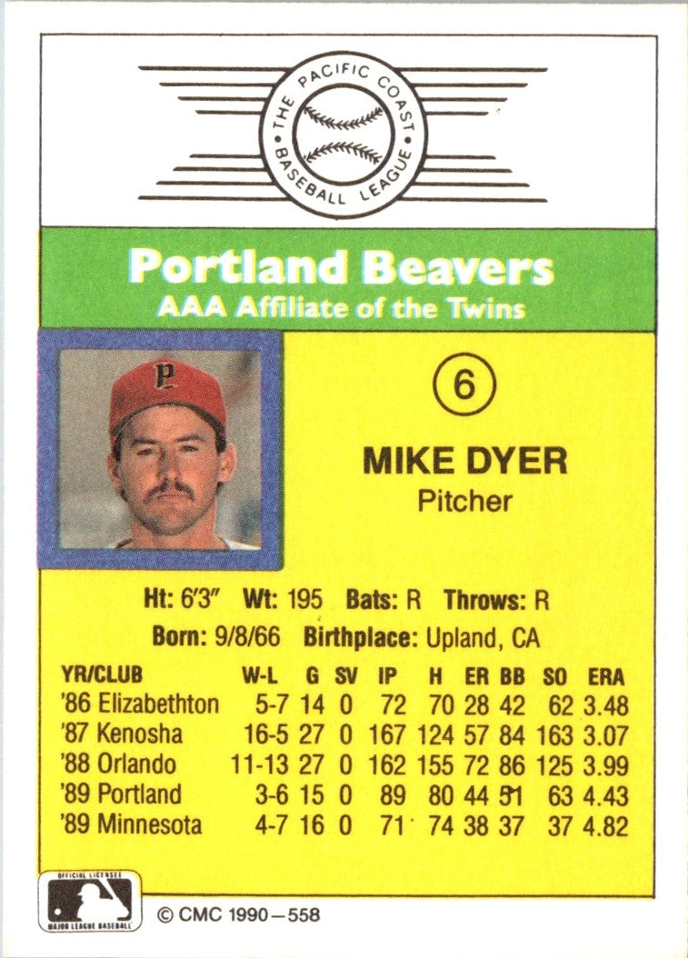 1990 CMC Portland Beavers Mike Dyer