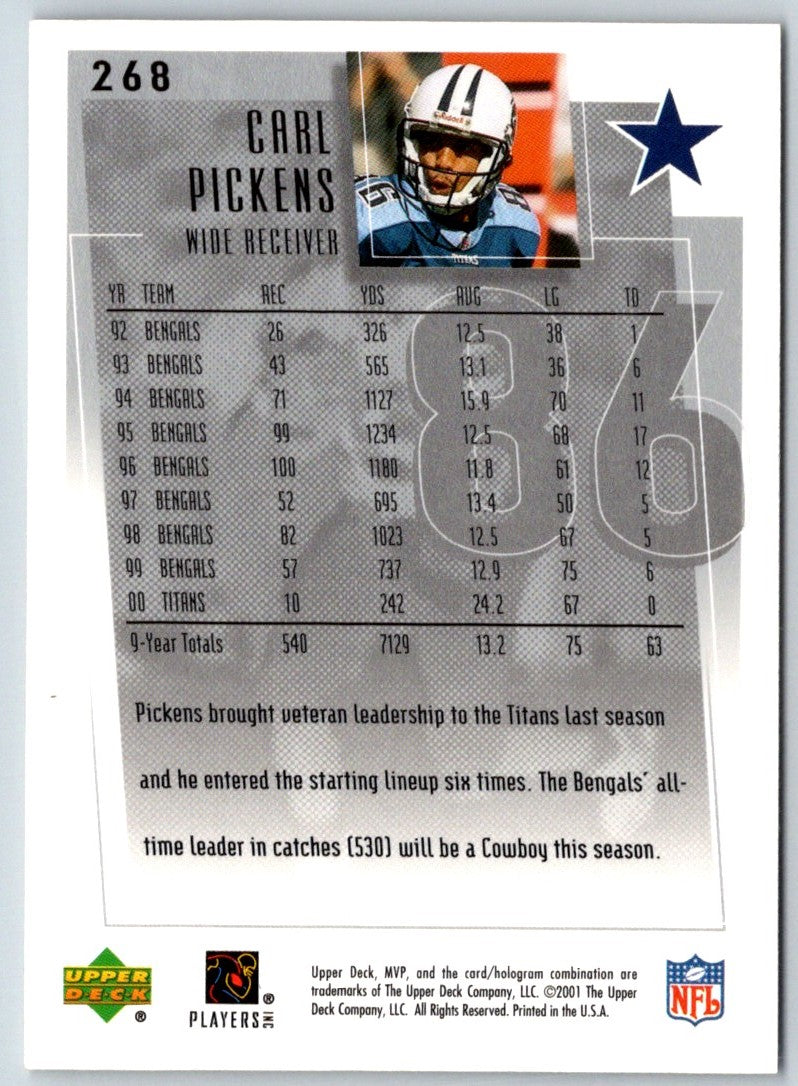 2001 Upper Deck MVP Carl Pickens