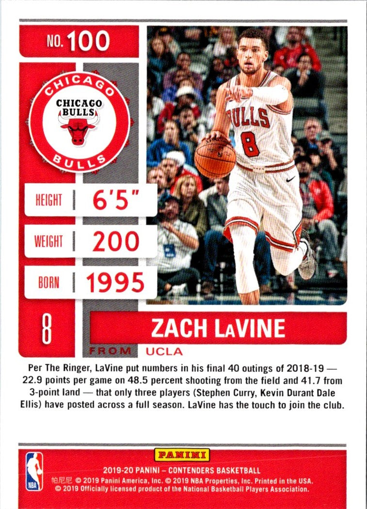 2019 Panini Contenders Zach LaVine