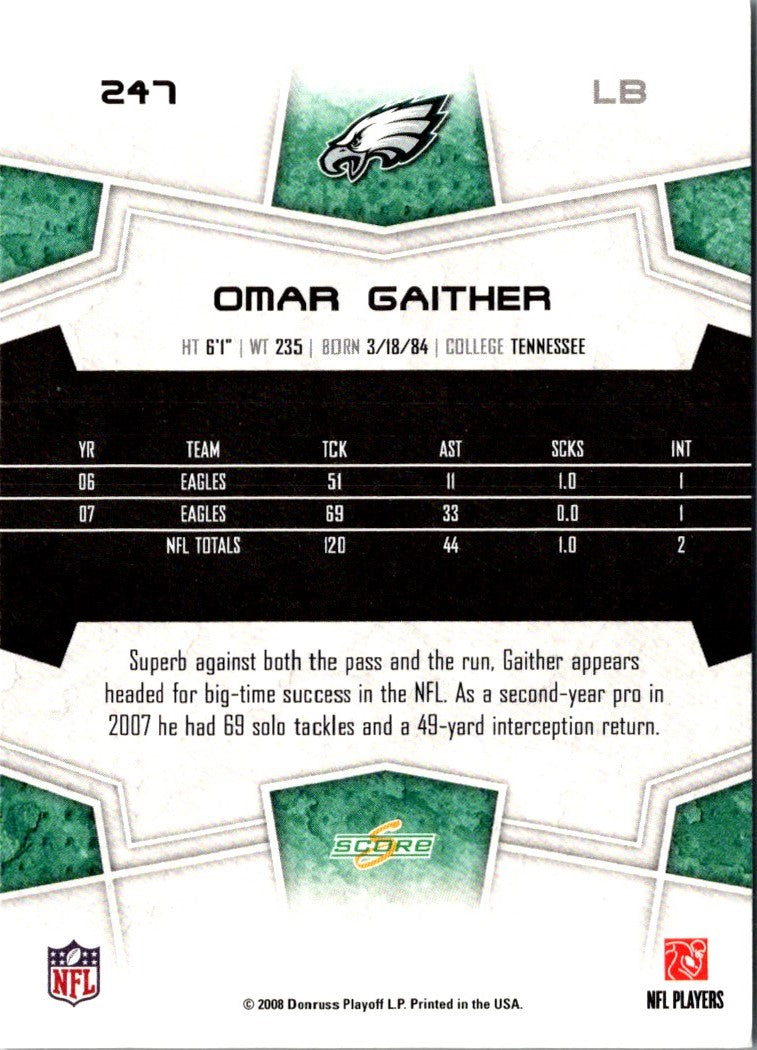 2008 Score Super Bowl XLIII Omar Gaither