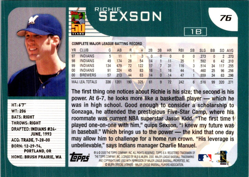 2001 Topps Limited Richie Sexson