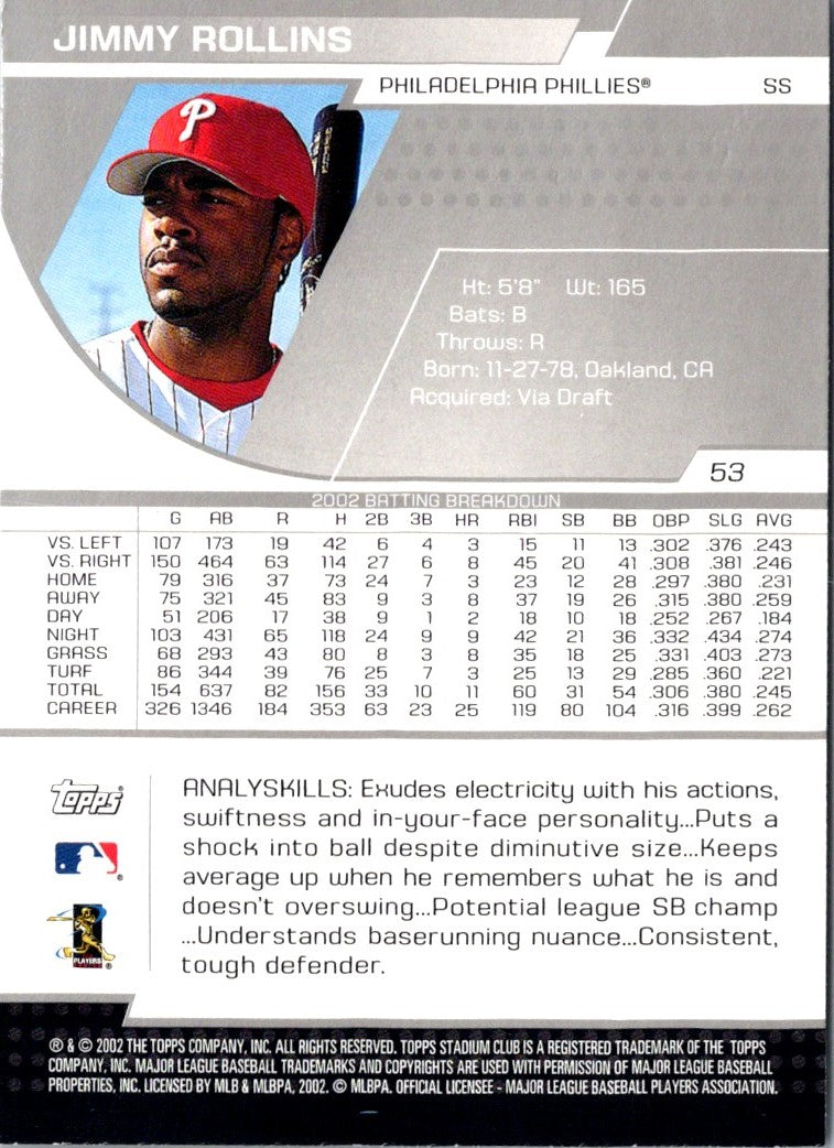 2002 Stadium Club Jimmy Rollins