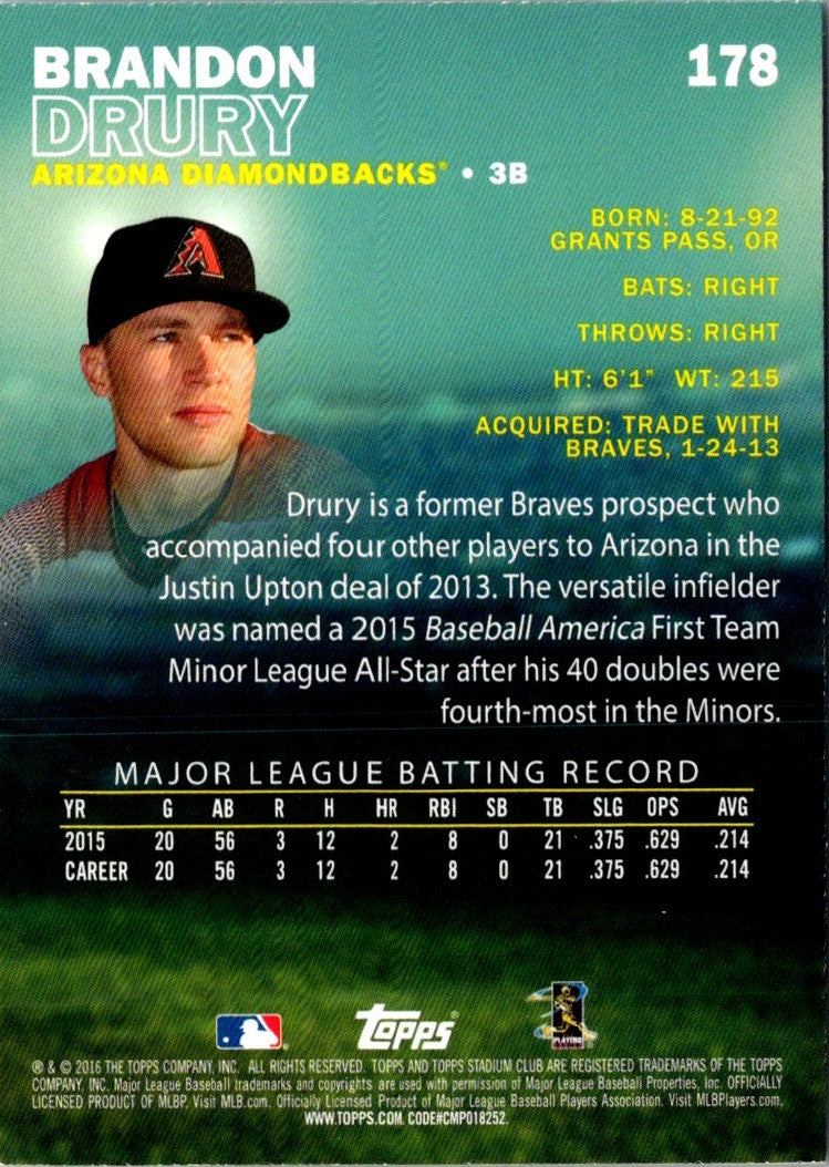 2016 Stadium Club Brandon Drury