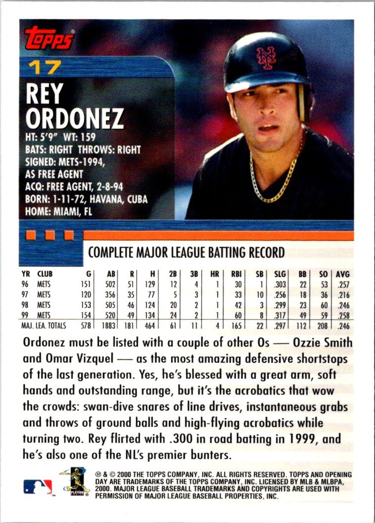 2000 Topps Opening Day Rey Ordonez