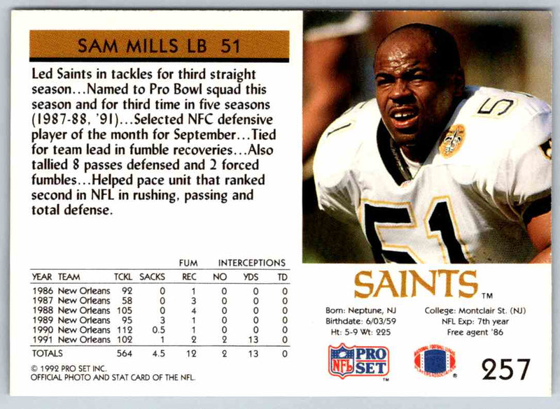 1992 Proset Sam Mills