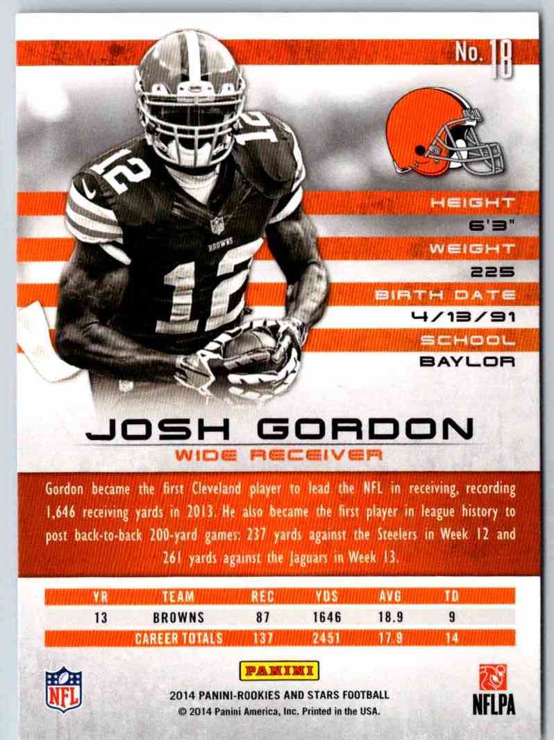 2014 Panini Rookies And Stars Josh Gordon