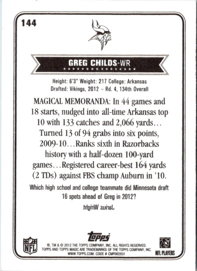 2012 Topps Magic Greg Childs