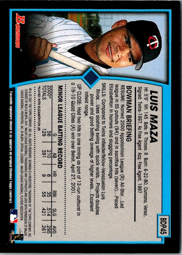 2001 Bowman Draft Picks & Prospects Luis Maza