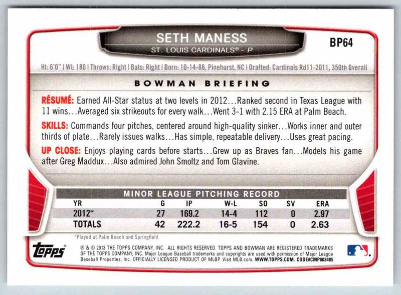 2014 Bowman Seth Maness