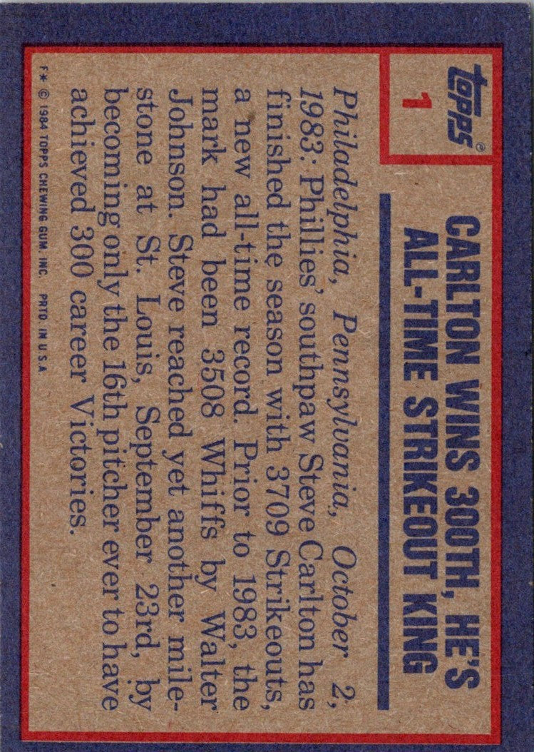 1984 Topps Nestle Steve Carlton