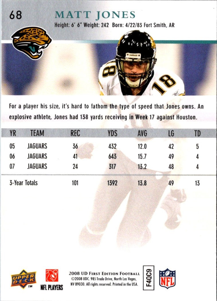 2008 Upper Deck First Edition Matt Jones