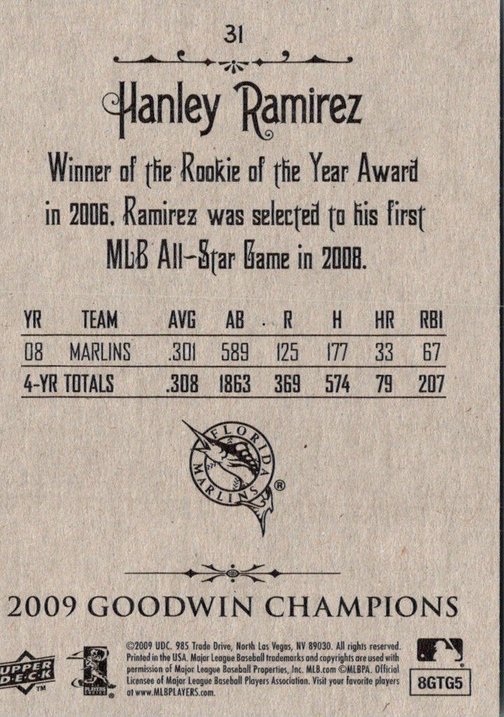 2009 Upper Deck Goodwin Champions Hanley Ramirez