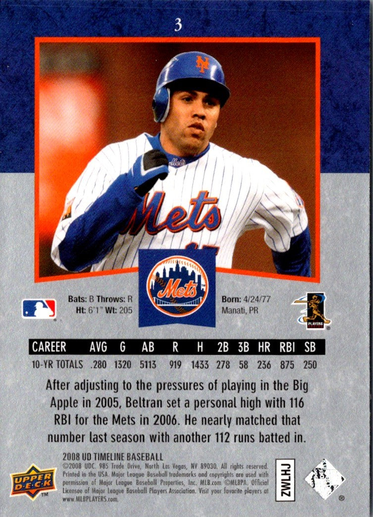 2008 Upper Deck Timeline Carlos Beltran