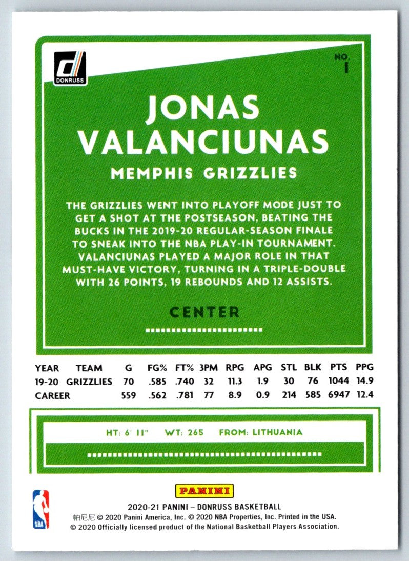 2019 Donruss Jonas Valanciunas