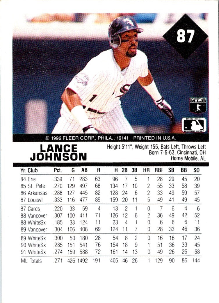 1992 Fleer Lance Johnson