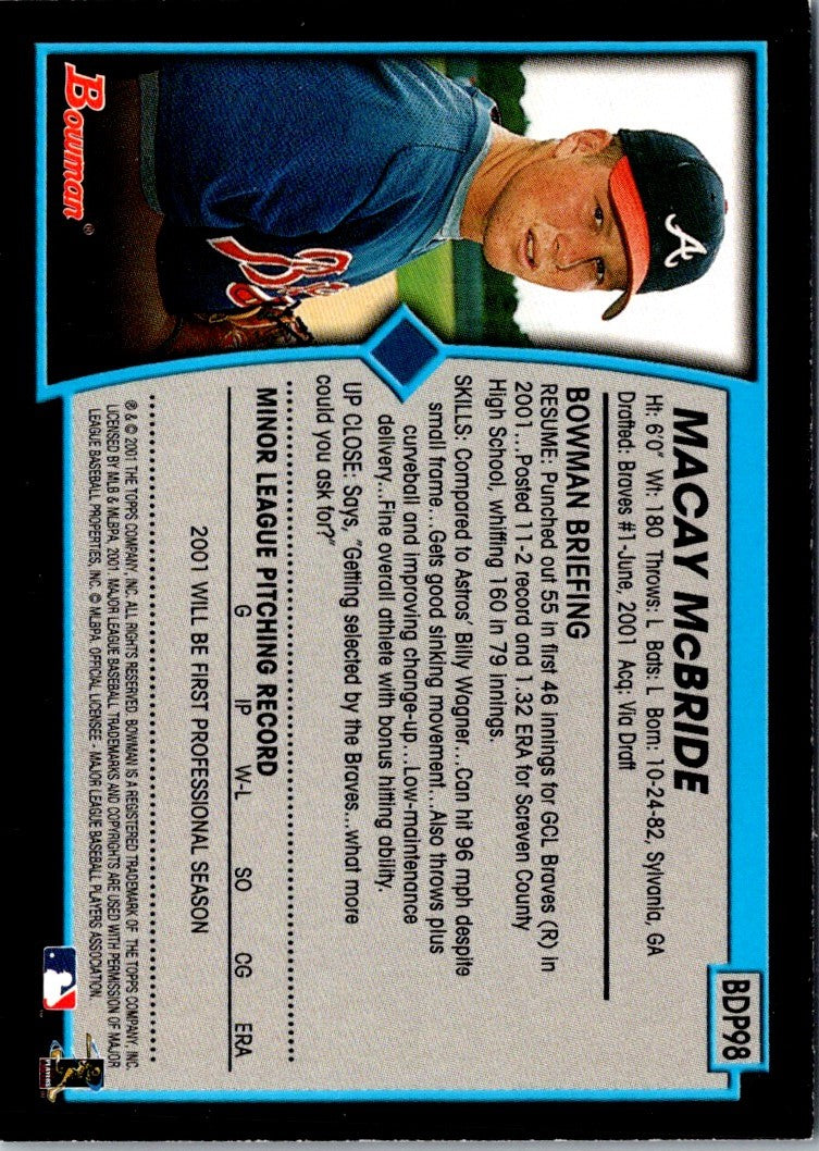 2001 Bowman Draft Picks & Prospects Macay McBride