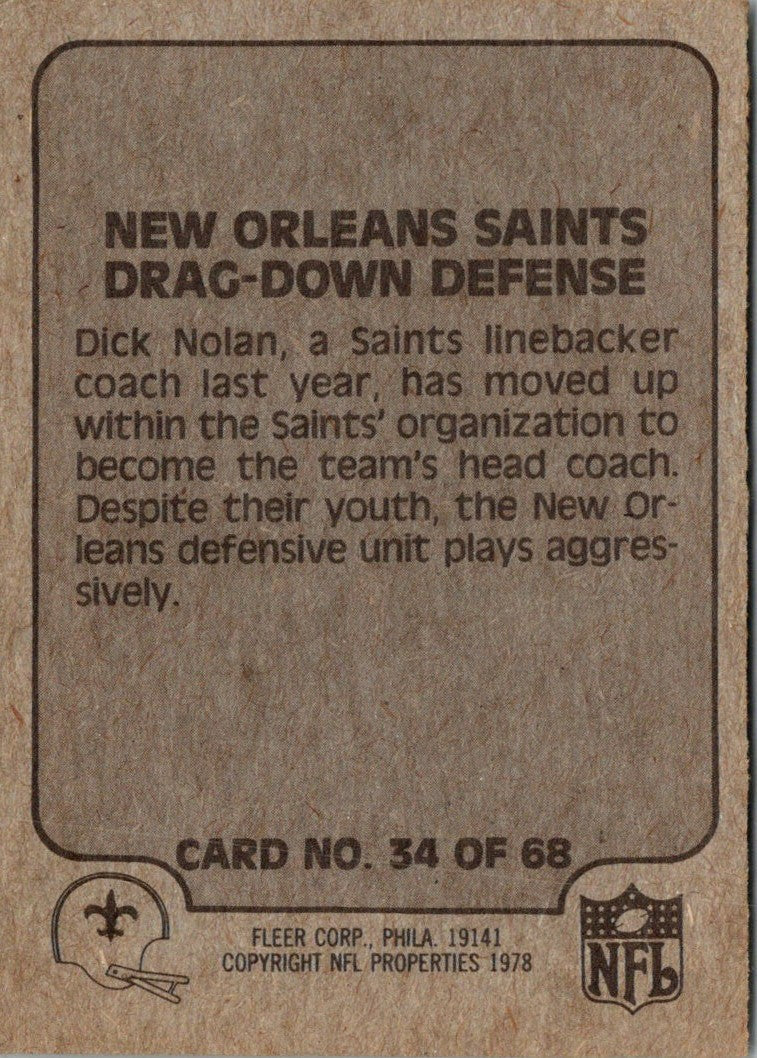 1978 Fleer Team Action Drag-Down Defense (Defense)